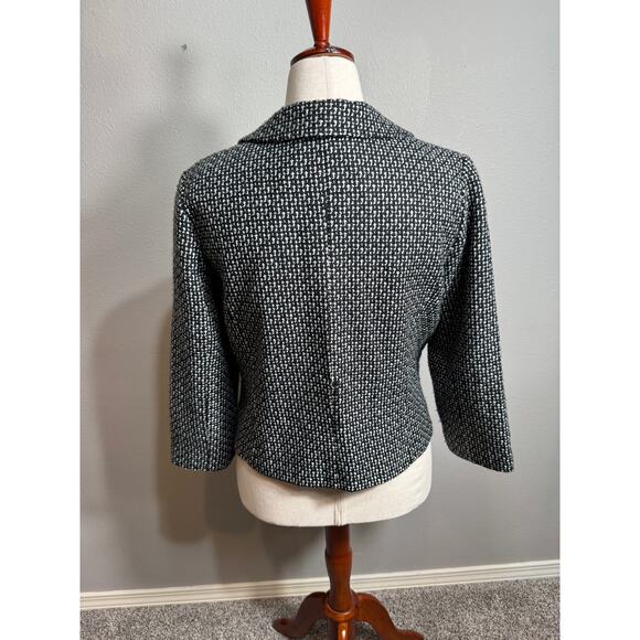 Sandro black & white tweed jacket blazer cropped collared button up lined Sz L - Picture 6 of 9